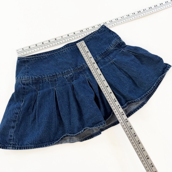 American Eagle Skort Womens 2 High Rise Denim Mini Pleated Skirt Blue - Picture 3 of 9